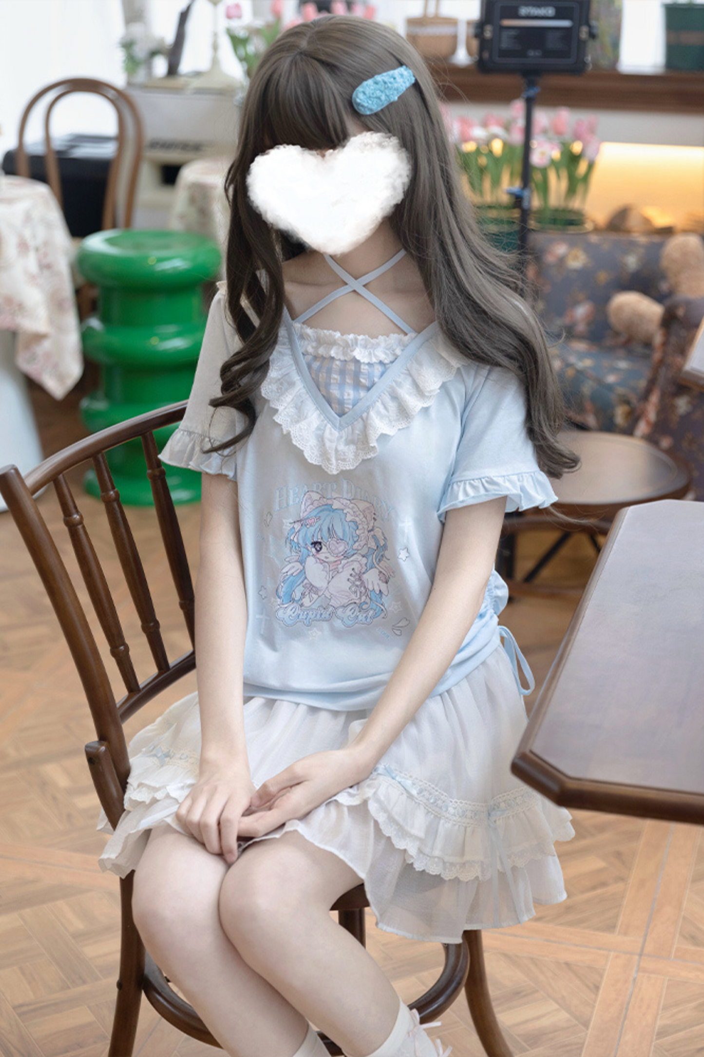 猫スイートブルートップス＆スカート