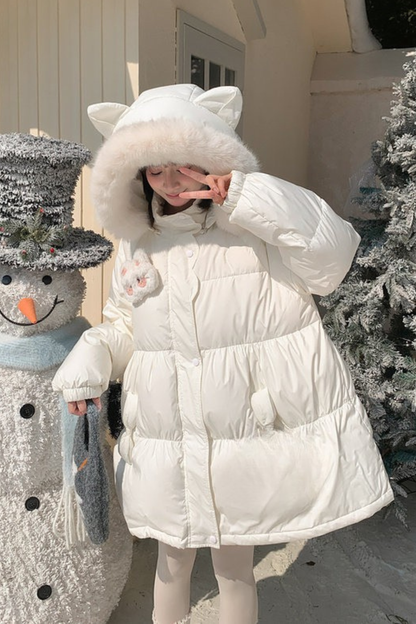 スウィートキャットフードダウンジャケット