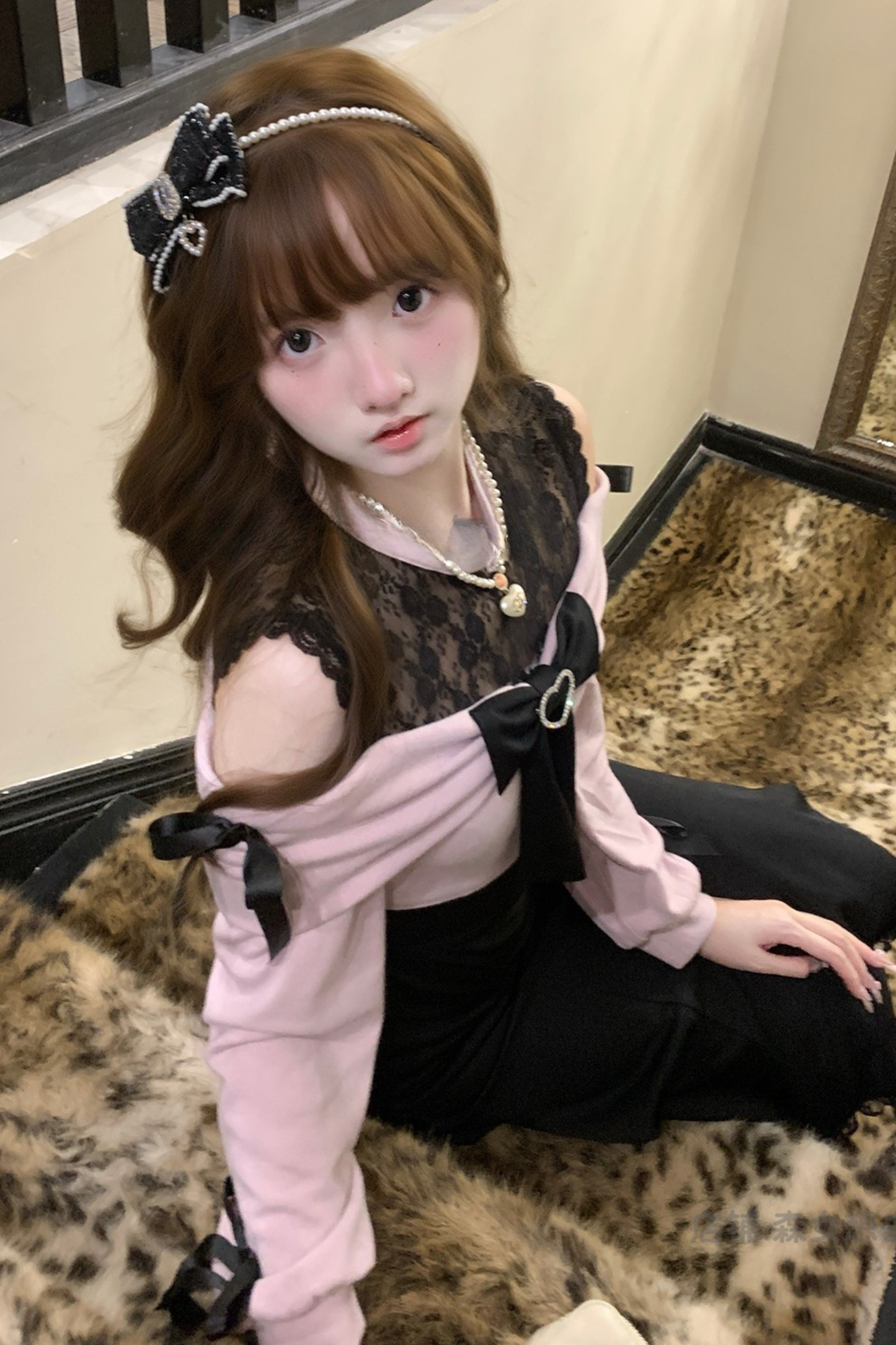 Lace Off-the-shoulder Ribbon Dress