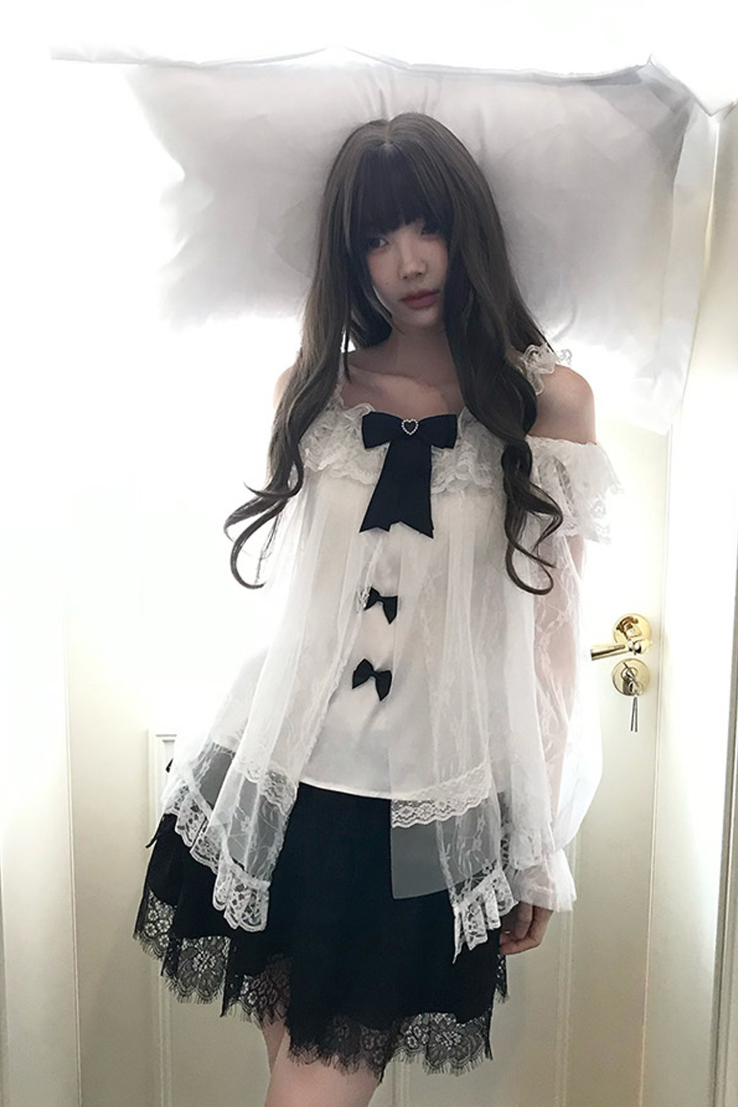 リボンシフォントップス+スカート