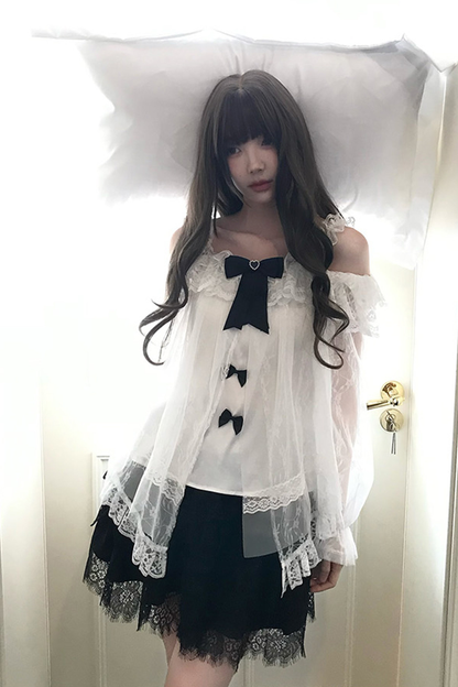 リボンシフォントップス+スカート