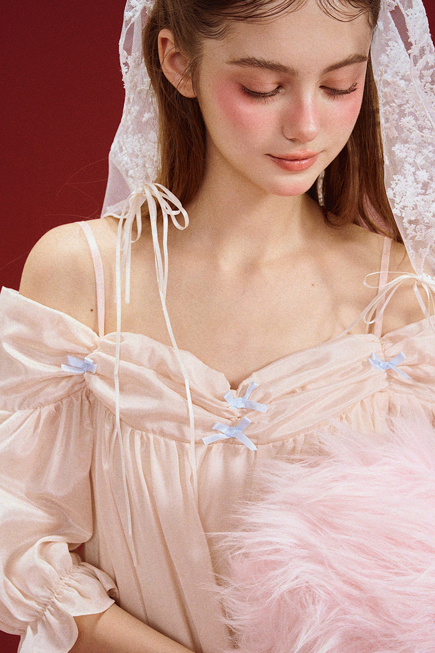 Almond Macaroon One Shoulder Nightdress