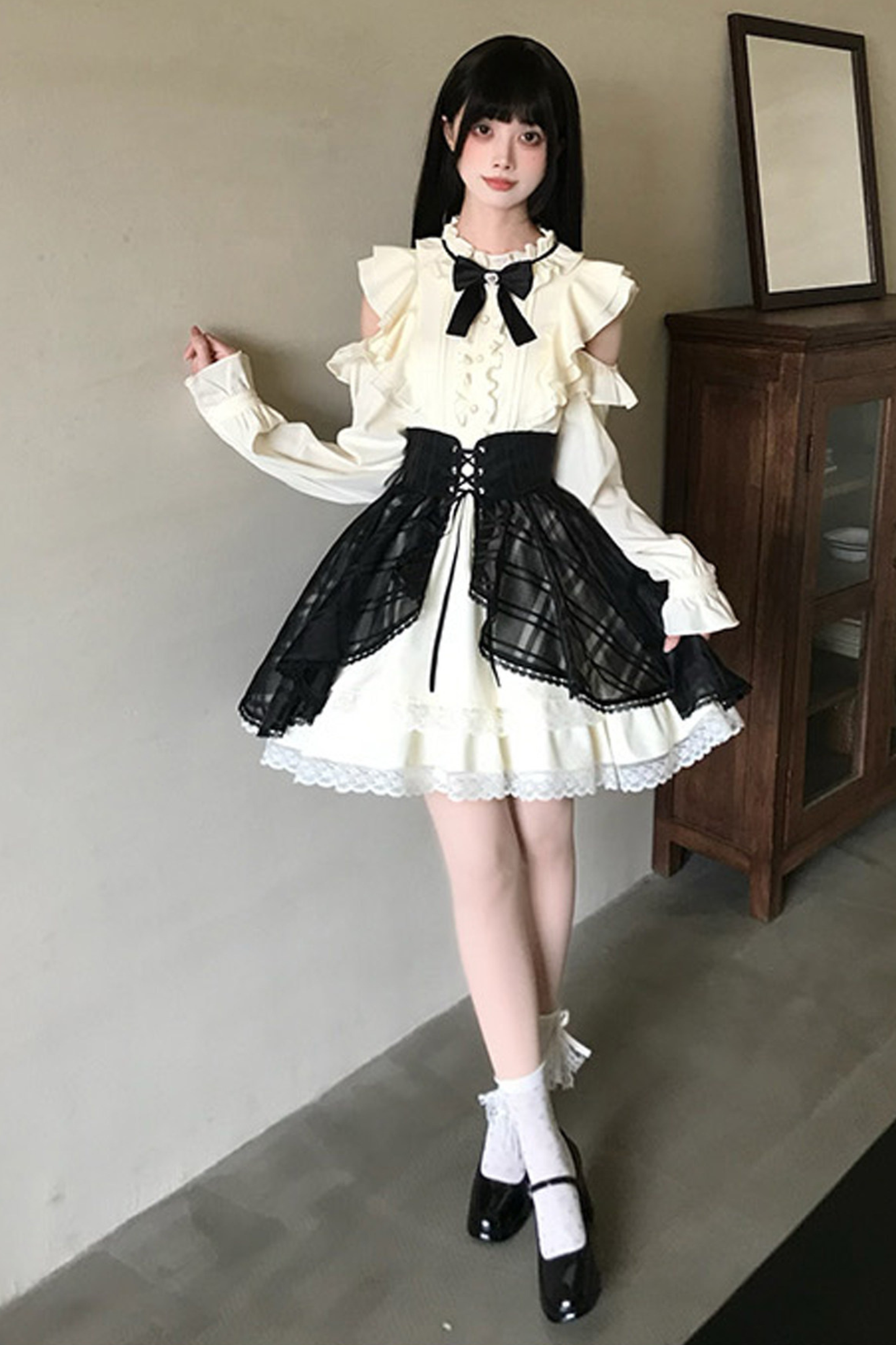 オフショルダーノーブルドレス+スカート