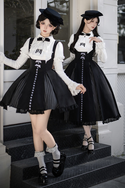 Six Sweet Lolita Flare Jumper Skirt + Top + Hat + Ribbon + Collar