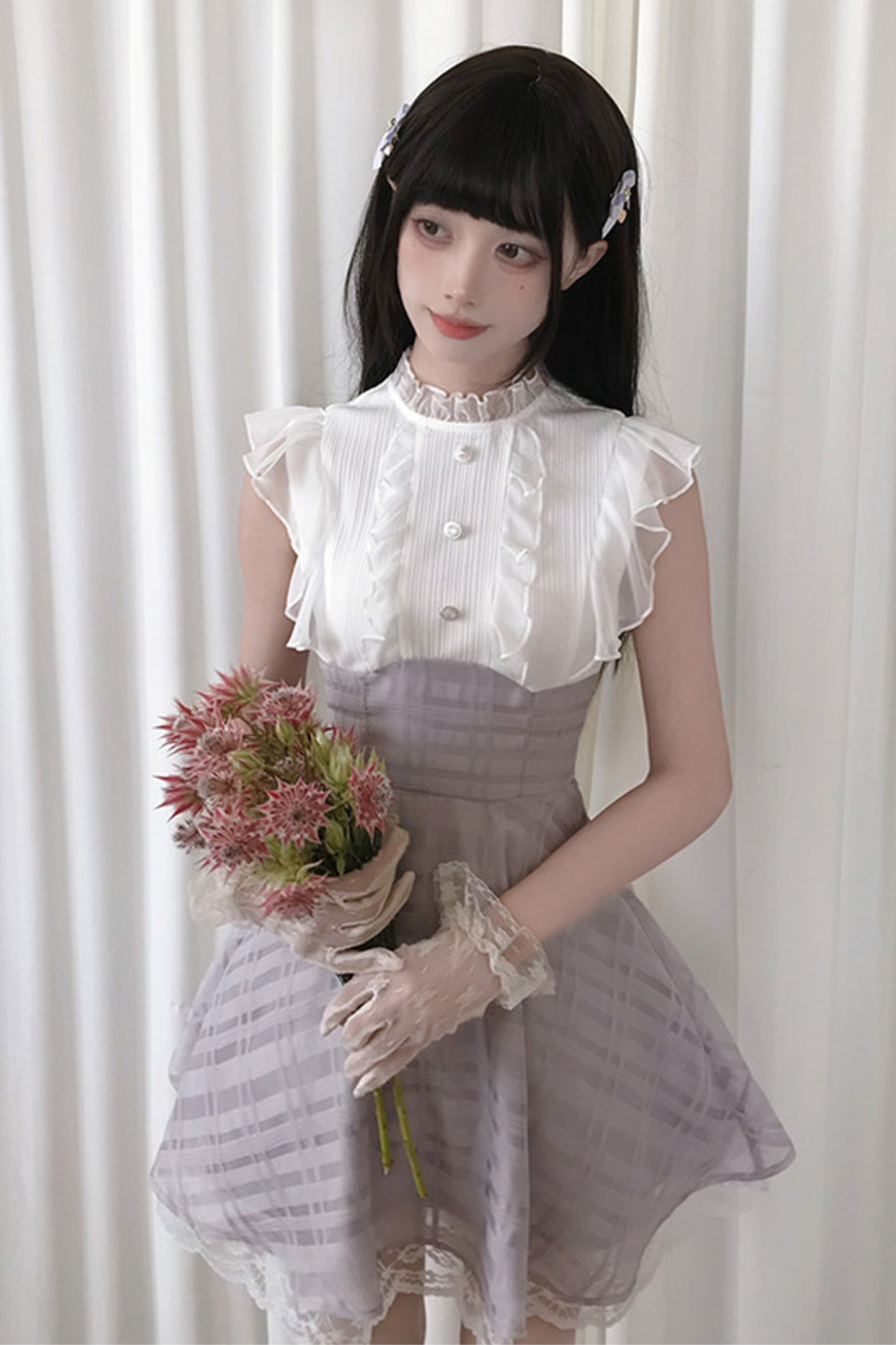 Elegant Ribbon Long Sleeve Dress