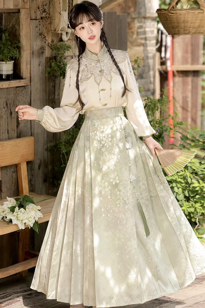 Jasmine Rain Long Sleeve Shirt + Elegant Skirt