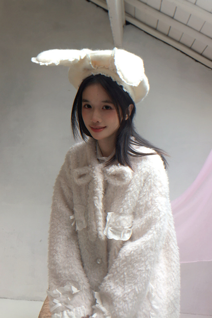 レースラビットイヤーベレー帽