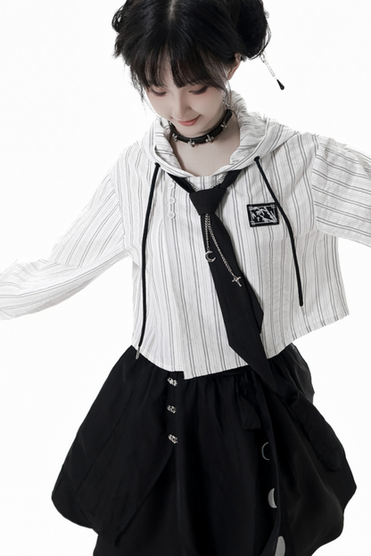 ストライプカップルガールフレンドチャイナセットアップ