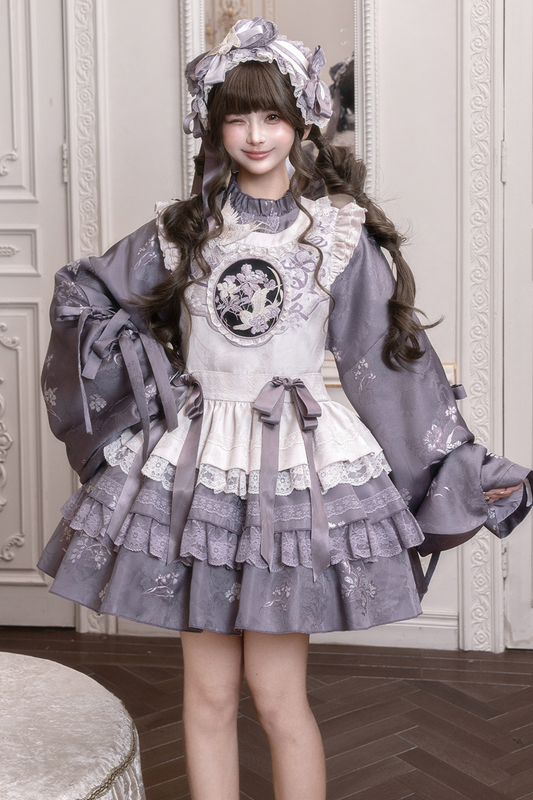 チャイナフリルドレス+ベスト+ヘアバンド