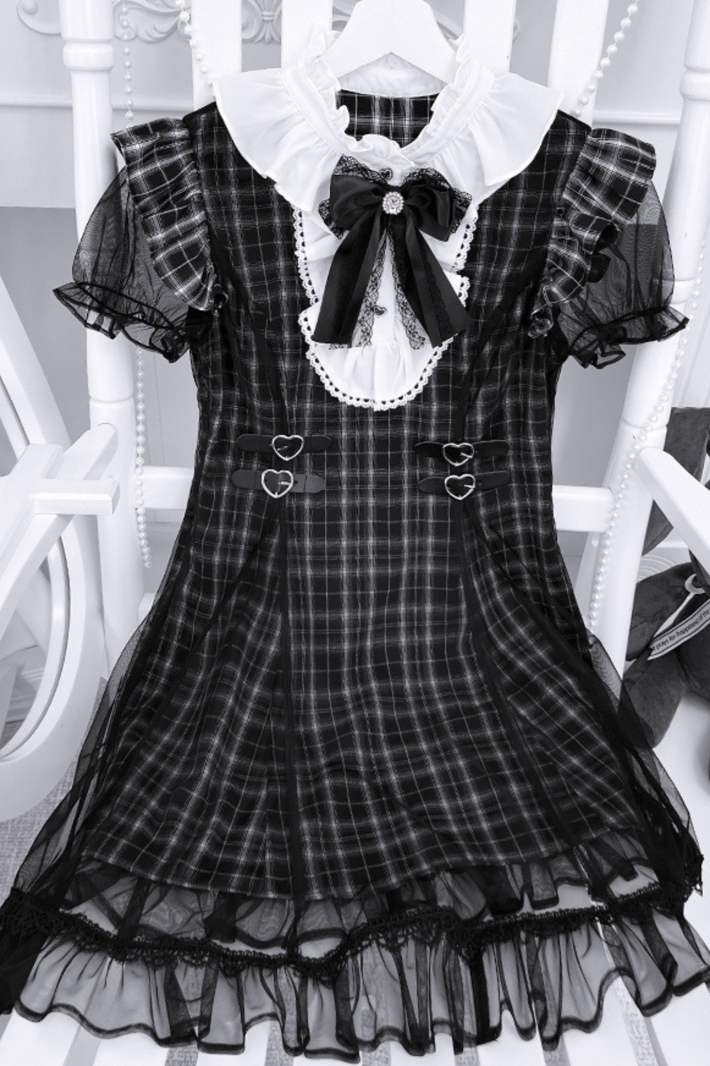 ダークサブカルチャーレースチェックドレス