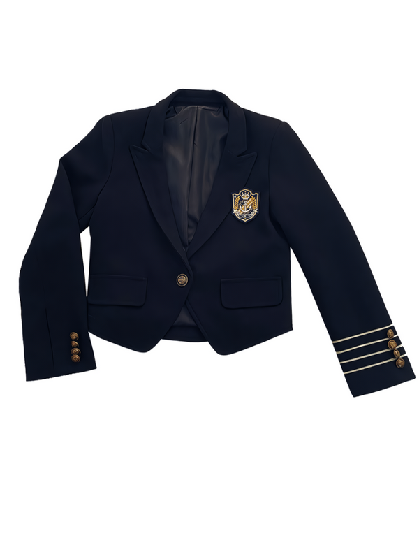 Subculture mine blouse + check suspender skirt + blazer