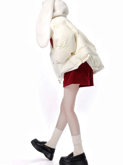 Sweet rabbit jacket + panda jacket + high neck top + shorts + flared skirt