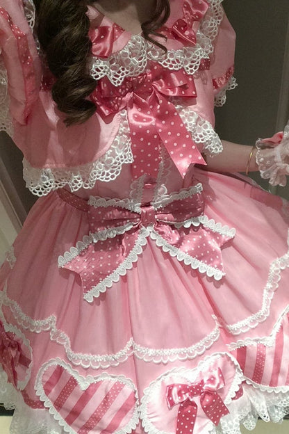 [Pre-Order] Pink Heart Gift Box Fake Two-Piece Sweet Lolita One-Piece Dress