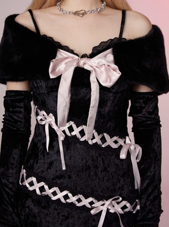 Gossip Girl Bell Bett One Piece + Ribbon Fur Short