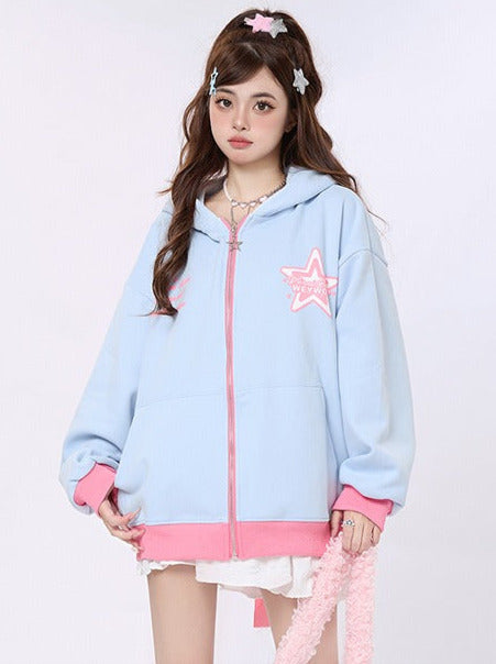 Star Ribbon Design Loose Hoodie