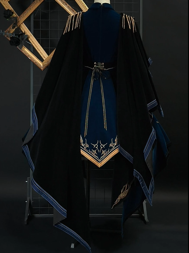 [Deadline for pre-order on November 16th] Holy army blue black embroidered military cape dress complete set + dress set