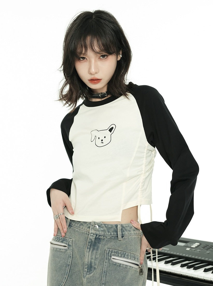 Center Logo Raglan Sleeve Top