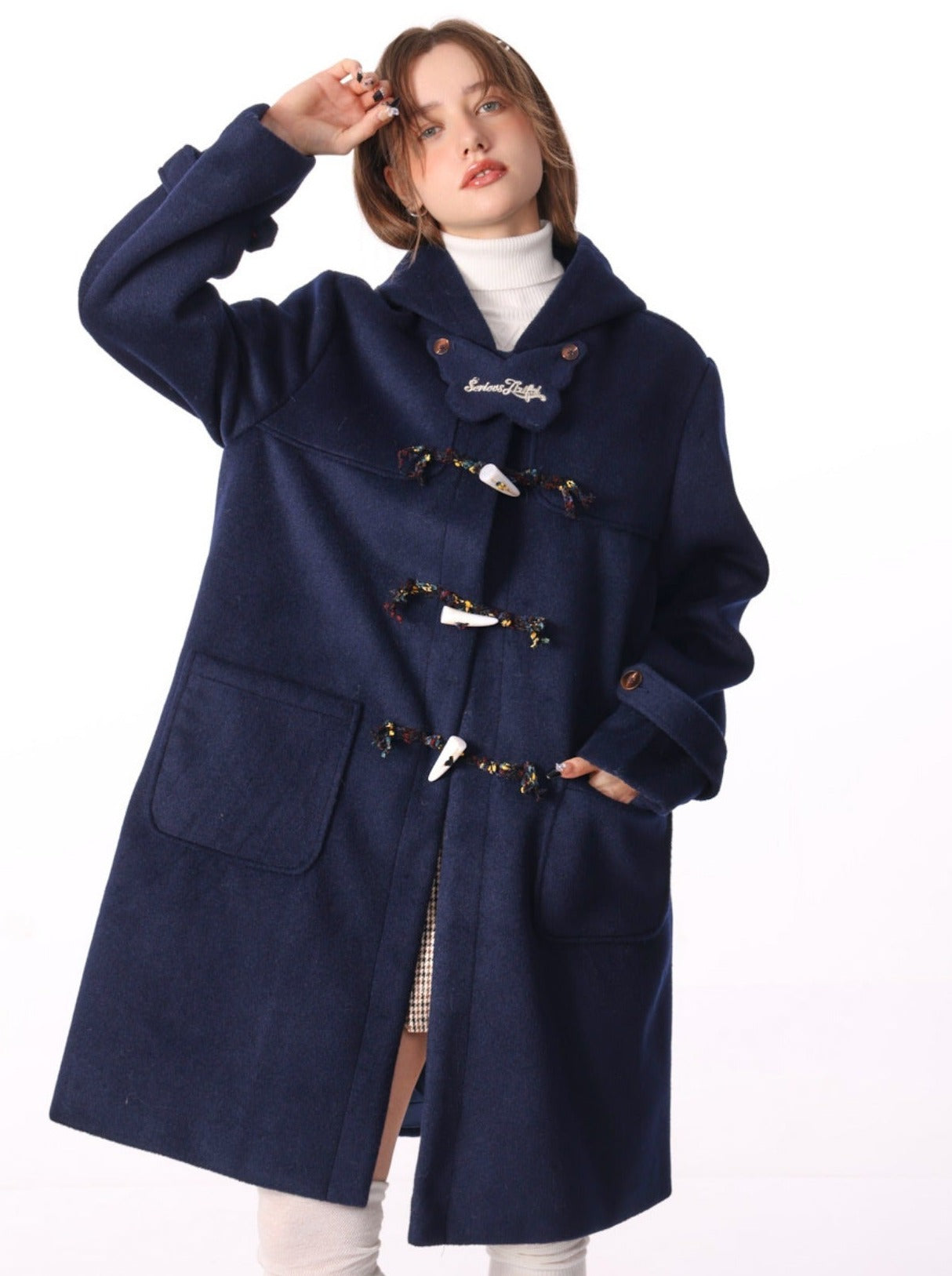 Mid-length Hooded Wool Coat