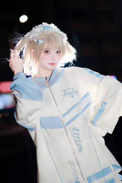 サイバーサブカルジャージジャケット+ショートパンツ+レッグカバー