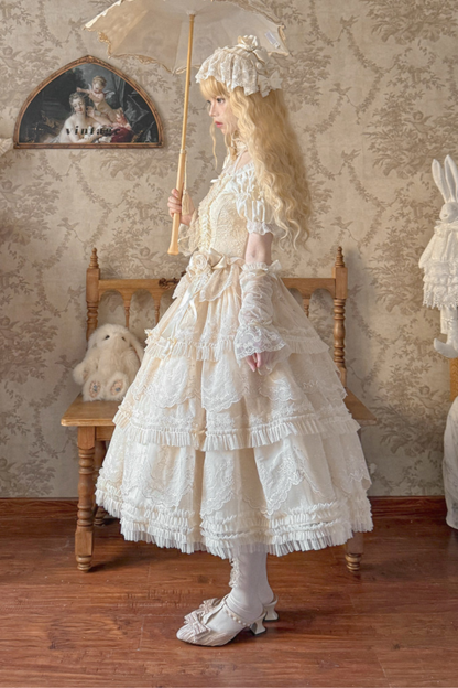 Moon River Lolita Puff Sleeve Top + Vest + Skirt