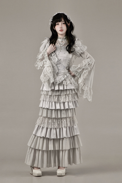 ゴシックロリータスカート+コルセット+ベール+ネックレス+ウエストチェーン