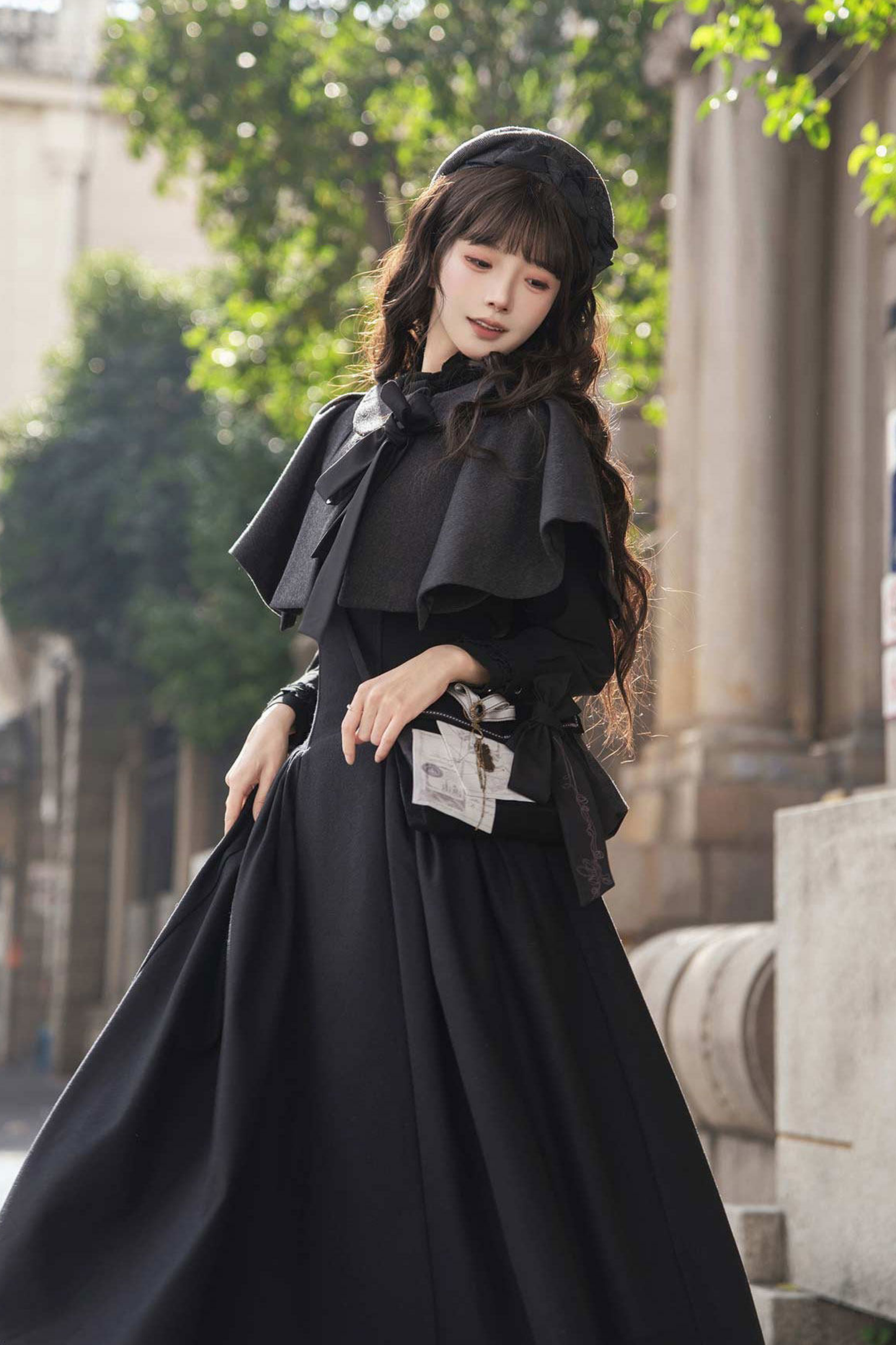 英國偵探蘿莉塔外套+披肩+裙子+襯衫+包+胸針+帽子+貝雷帽+項鍊