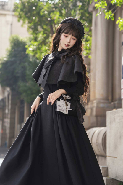 英國偵探蘿莉塔外套+披肩+裙子+襯衫+包+胸針+帽子+貝雷帽+項鍊