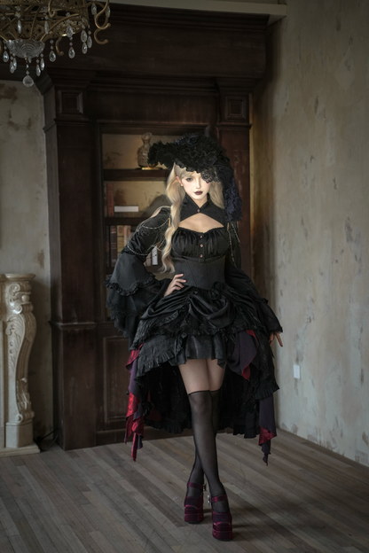 ダークフラワーゴシックロリータセットアップ