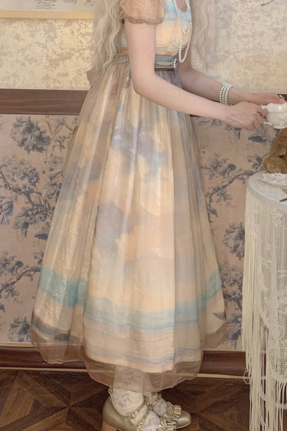 マーブルアートハイウエストマークロリータドレス