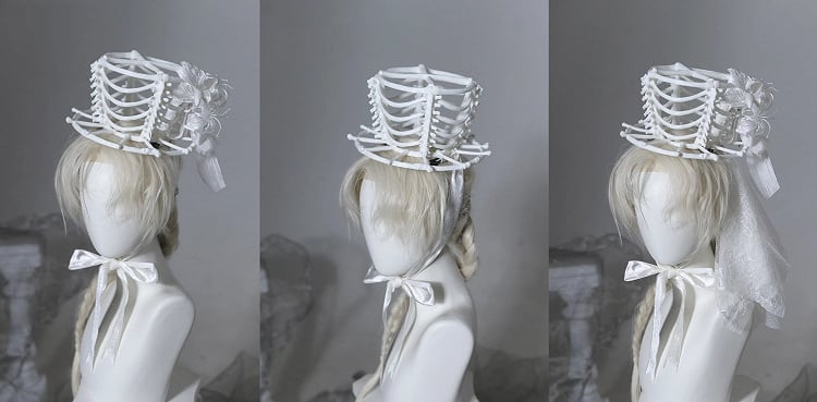 【6月8日预售截止】幻影之夜系列花朵面纱骷髅帽+迷你帽