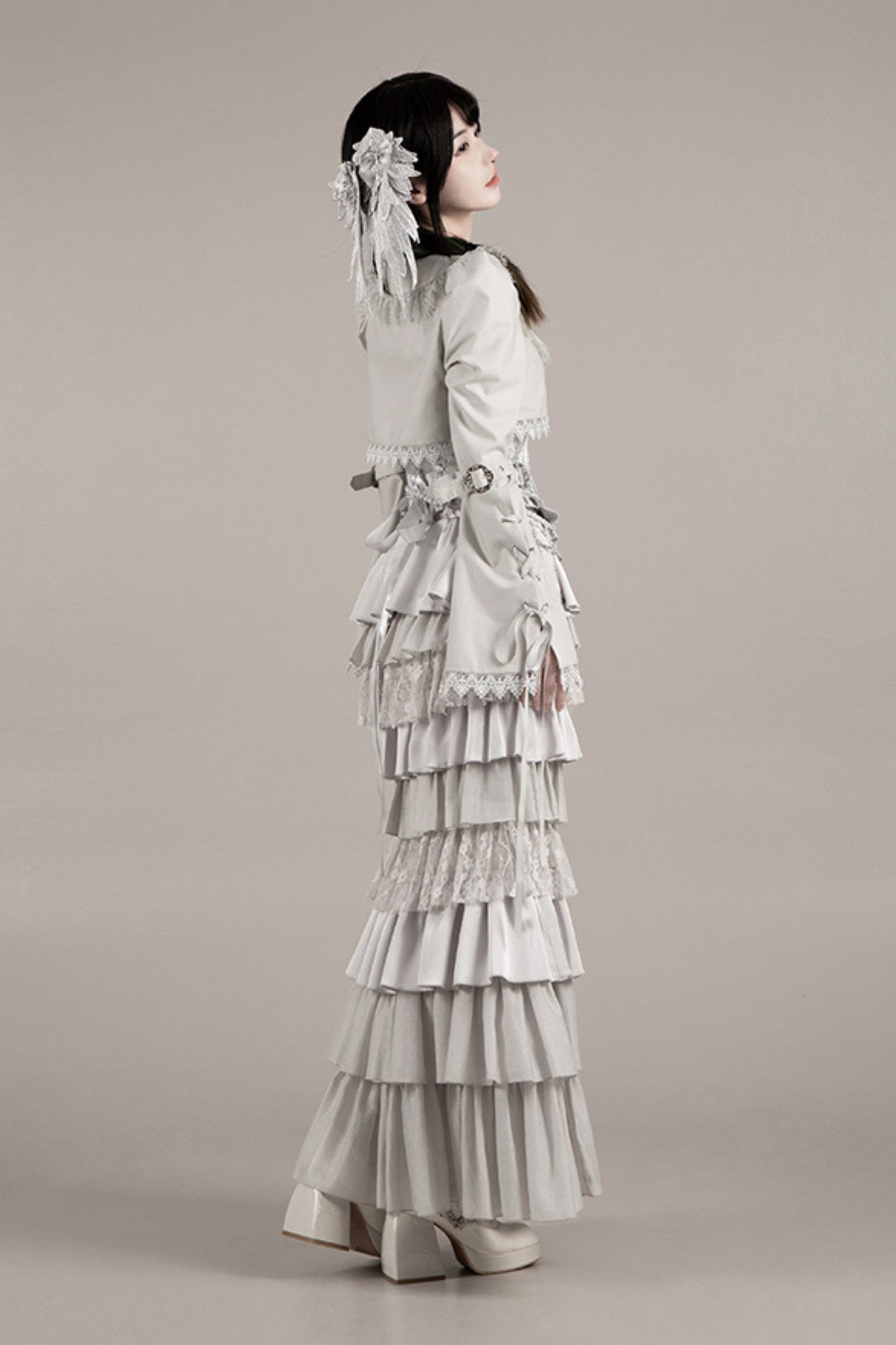 ゴシックロリータスカート+コルセット+ベール+ネックレス+ウエストチェーン