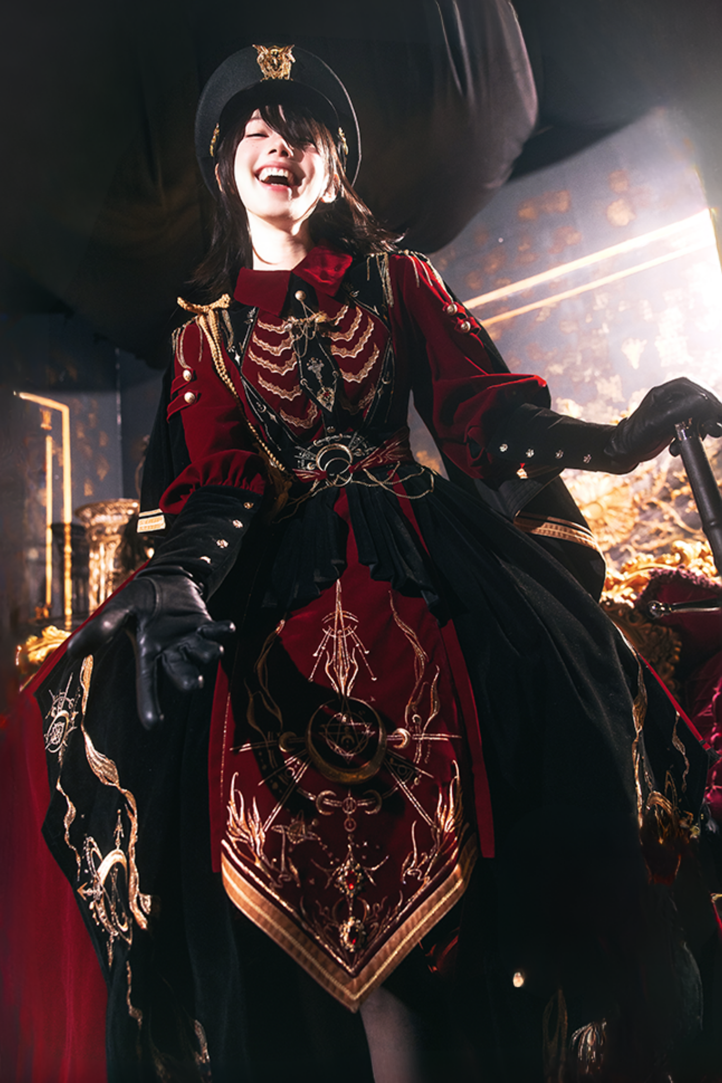[Pre-order Deadline: November 16] Holy Army Red Black Embroidery Military Uniform Cape Dress Complete Set + Dress Set