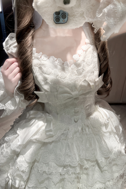 【予約商品】プリンセスバレエケーキロリータドレス+ヘアバンド+ネックレス+スリーブ+テール