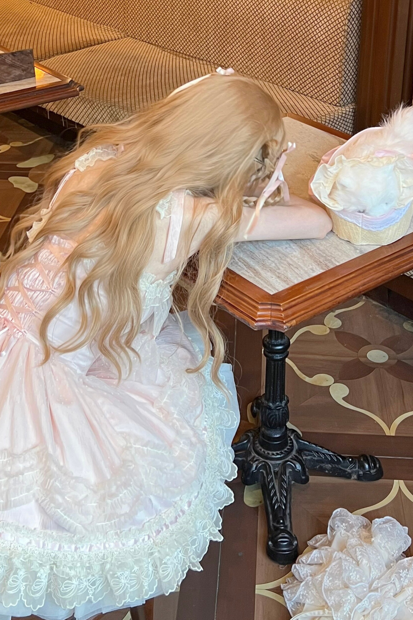 甜美珍妮蘿莉塔吊帶裙+項鍊+帽子+髮帶