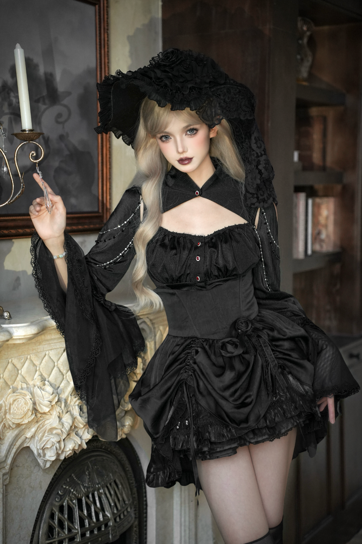 ダークフラワーゴシックロリータセットアップ