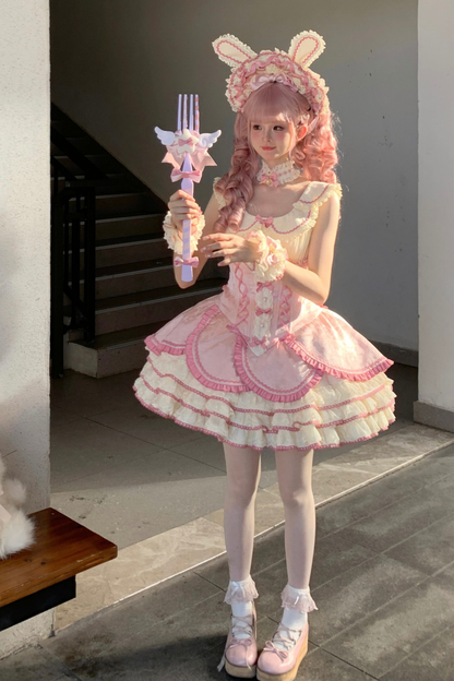 Magical Girl Lolita Dress + Bonnet + Pendant + Sleeves