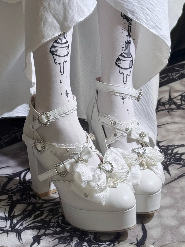 【12月12日予約締切】ジェムストーンパールリボンロリータハイヒール