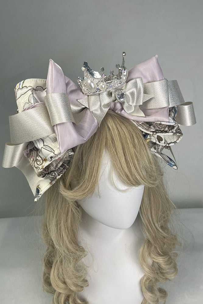 [Pre-order Deadline: September 28] Navy/Off-White Alice Classical Lolita Print Playing Card Frill Ribbon Dress + KC Set + Bunny Ear Hat Set