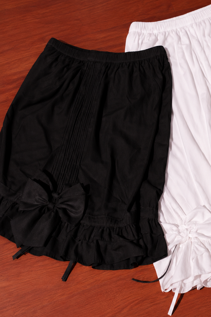 [November 15 Reservation Deadline] Black Gothic Doll-Style Front-And-Back Two-Way Ruffle Ribbon Lolita Dress (Short/Long) + Matching Shorts (Short/Long) + BB Hat