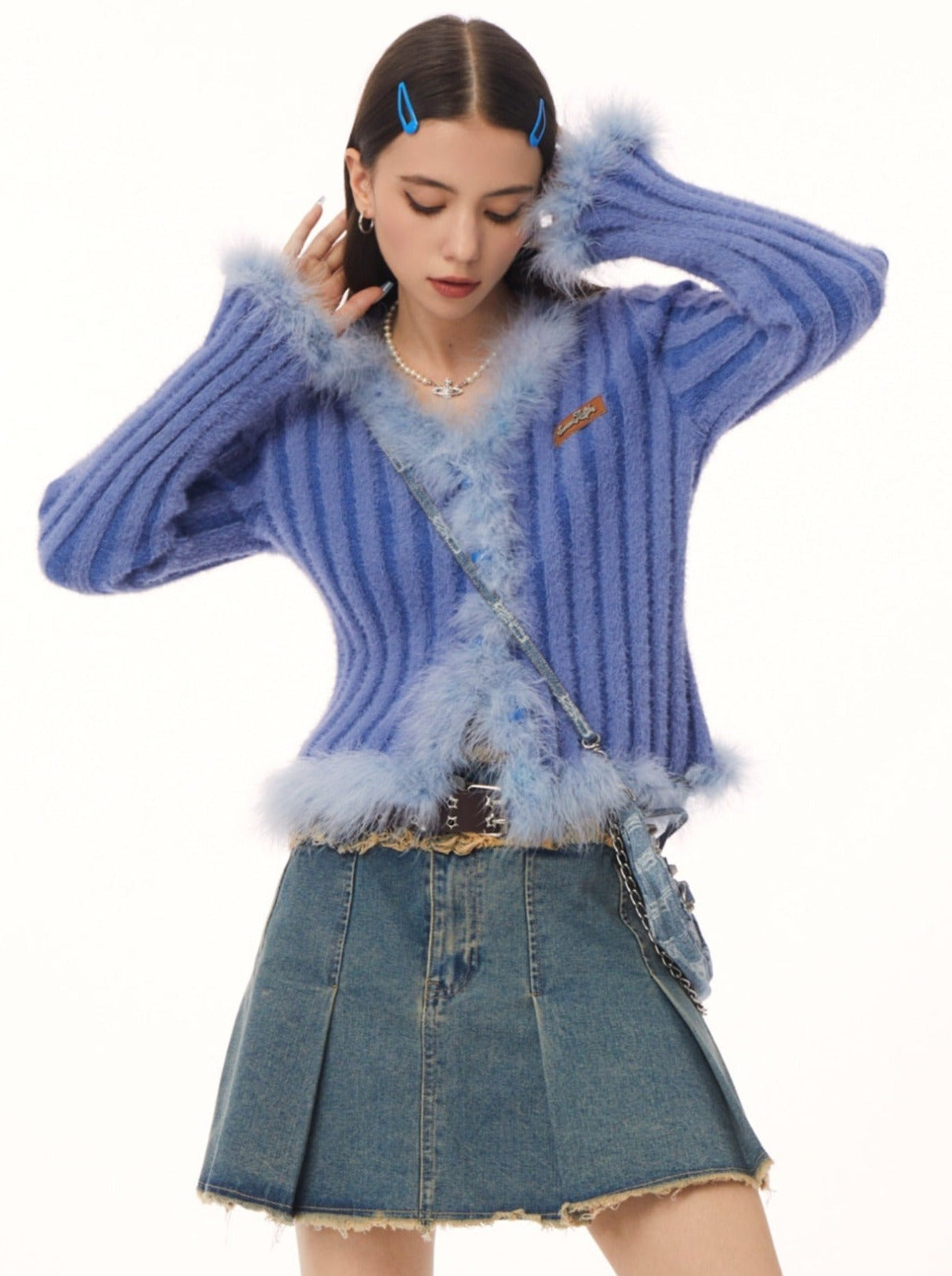 American Retro Fur Knit Cardigan