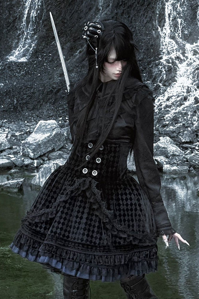 Spider Web Gothic Lace Ribbon Shirt