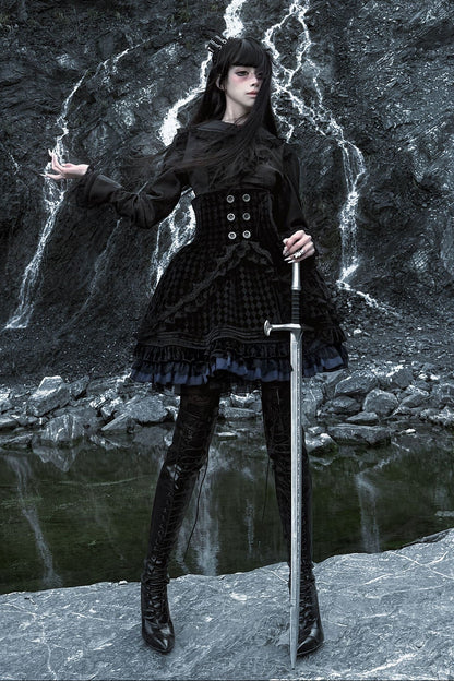 Spider Web Gothic Lace Ribbon Shirt