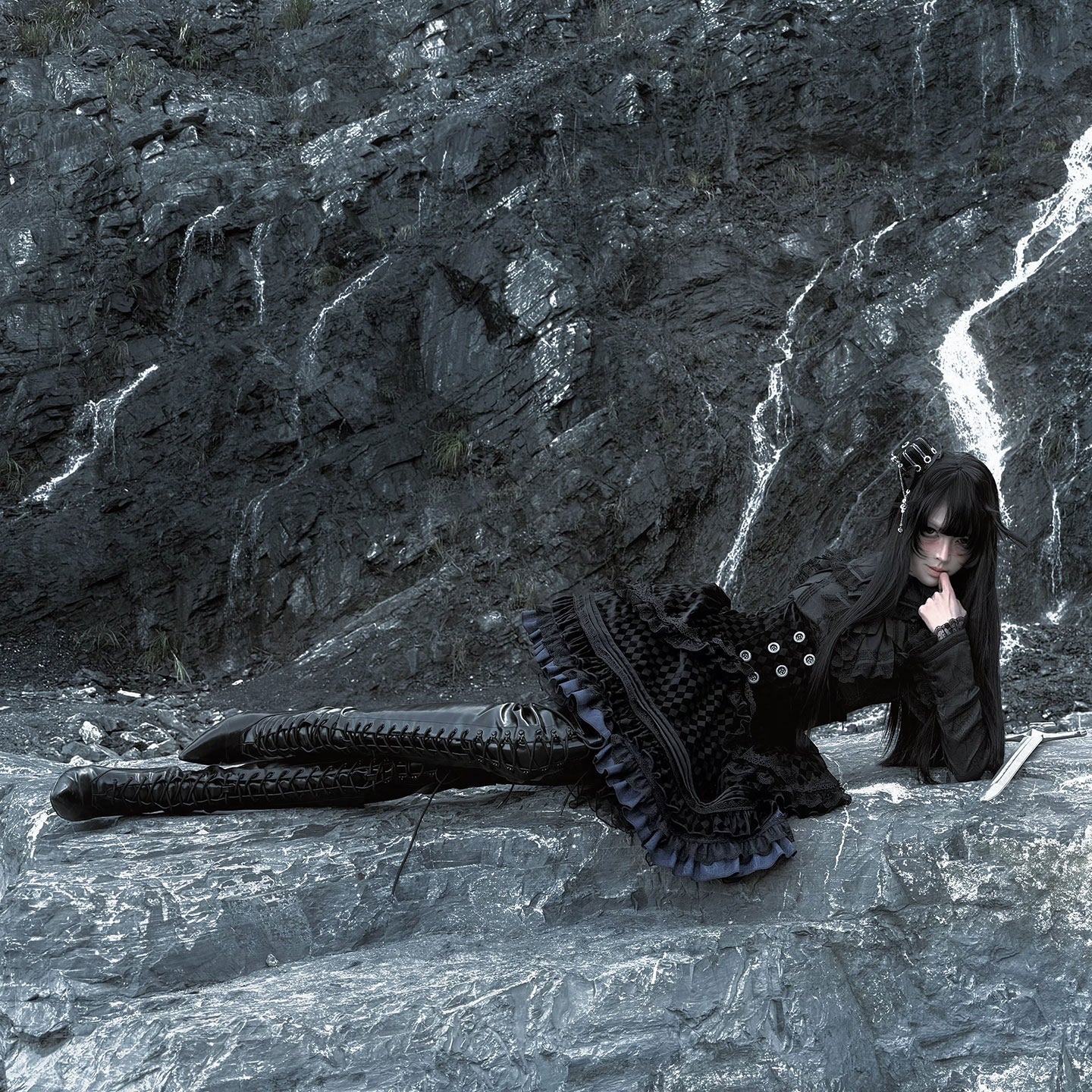 Spider Web Gothic Lace Ribbon Shirt