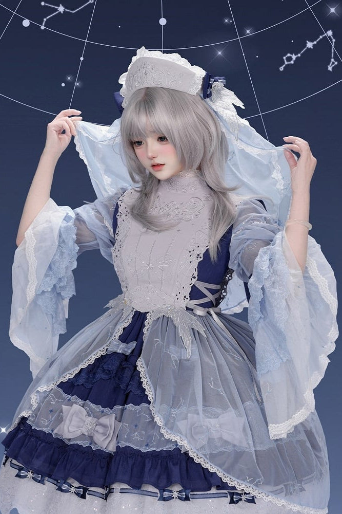 [Pre-order Deadline: September 23] Light Blue/Dark Blue Celestial Star Series Accessories (Ribbon Veil Hat, Ribbon Headband Kc, Wrist Cuffs, Choker)