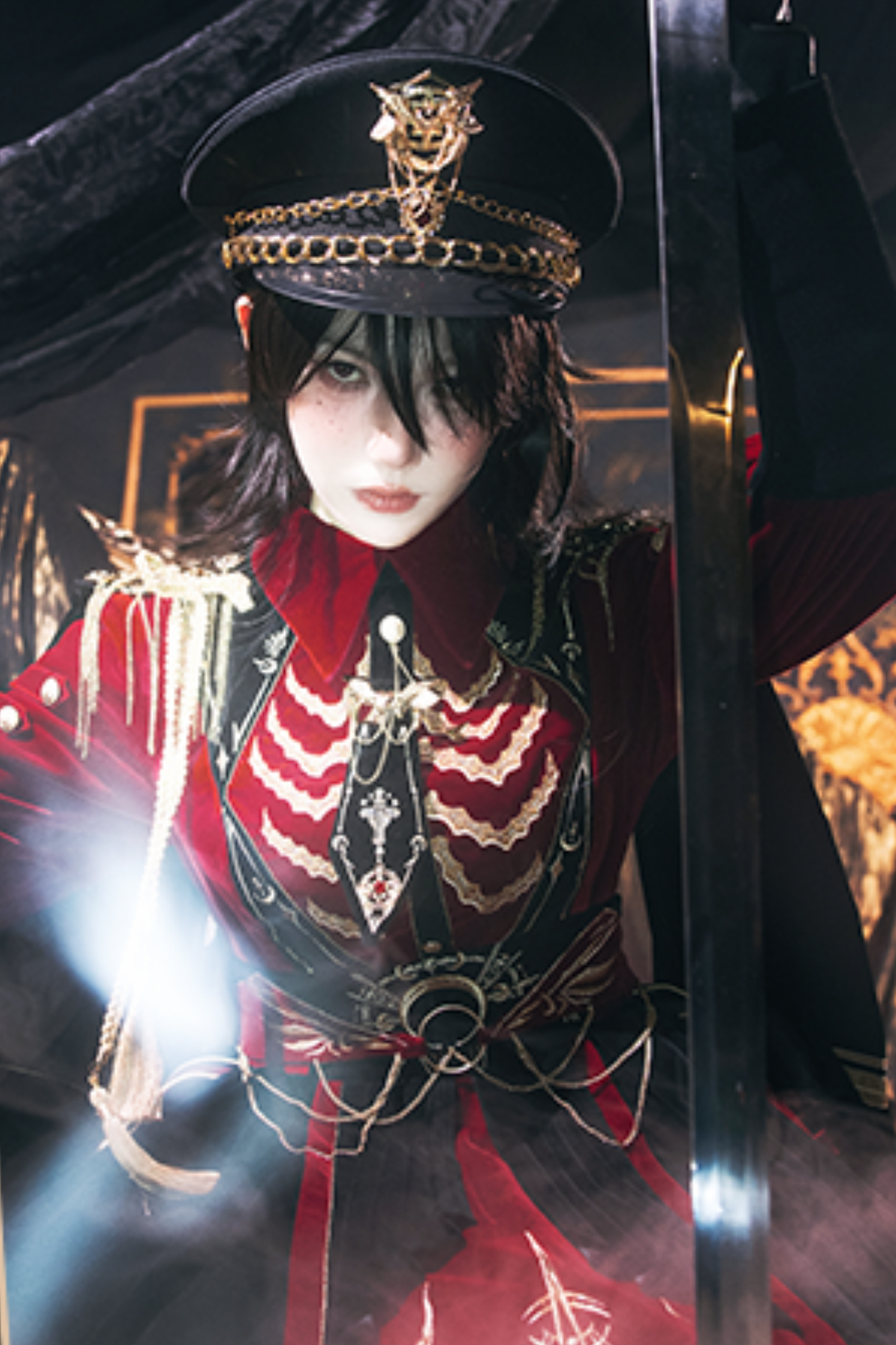 [Pre-order Deadline: November 16] Holy Army Red Black Embroidery Military Uniform Cape Dress Complete Set + Dress Set