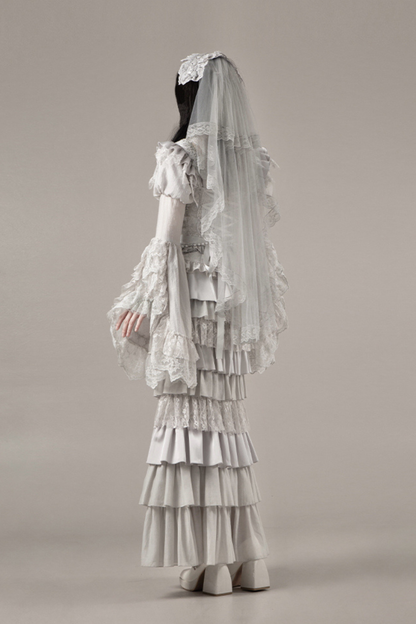 ゴシックロリータスカート+コルセット+ベール+ネックレス+ウエストチェーン