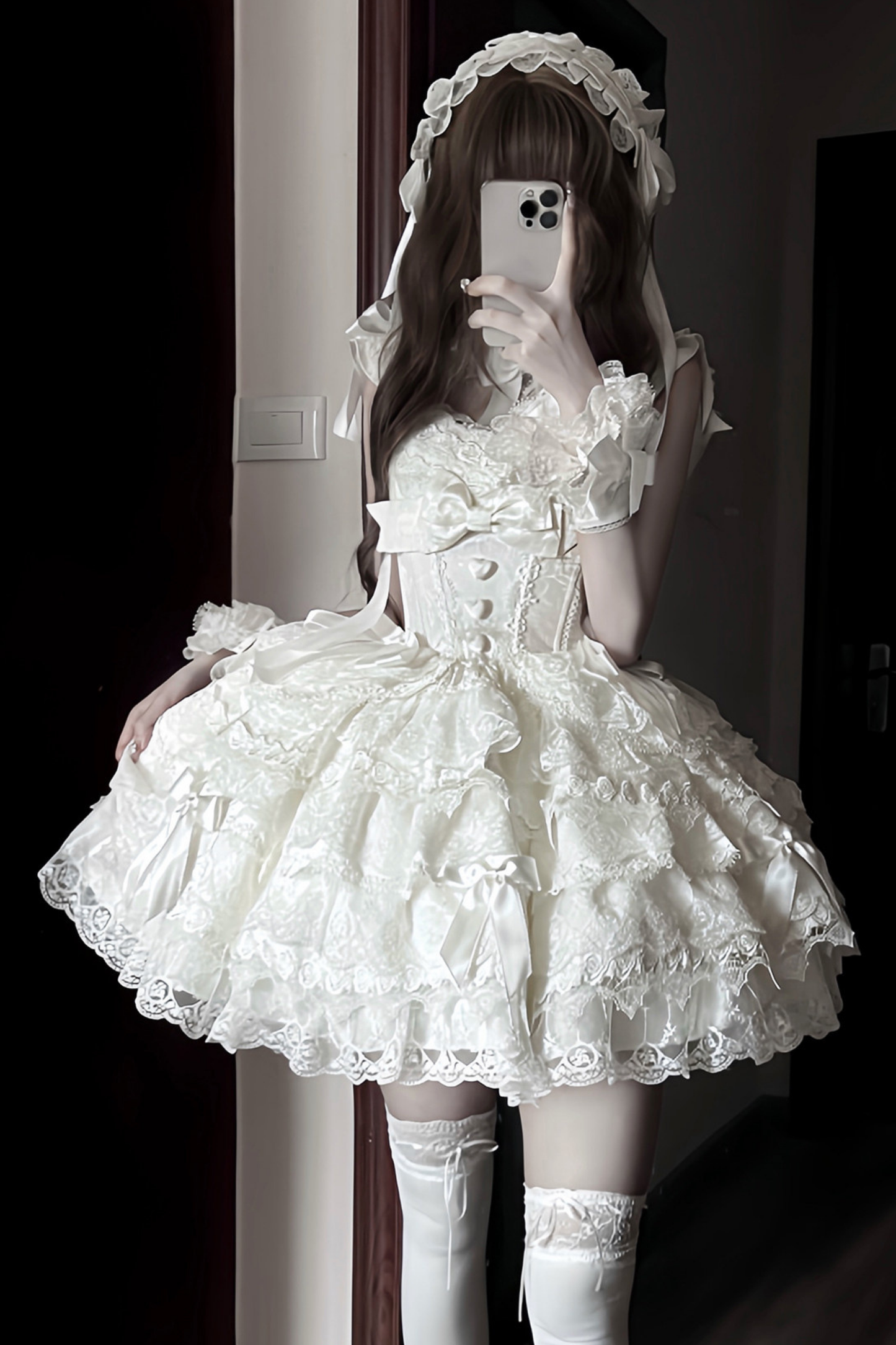 【予約商品】プリンセスバレエケーキロリータドレス+ヘアバンド+ネックレス+スリーブ+テール