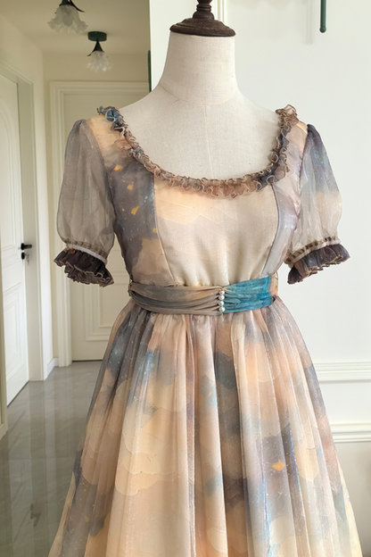 マーブルアートハイウエストマークロリータドレス