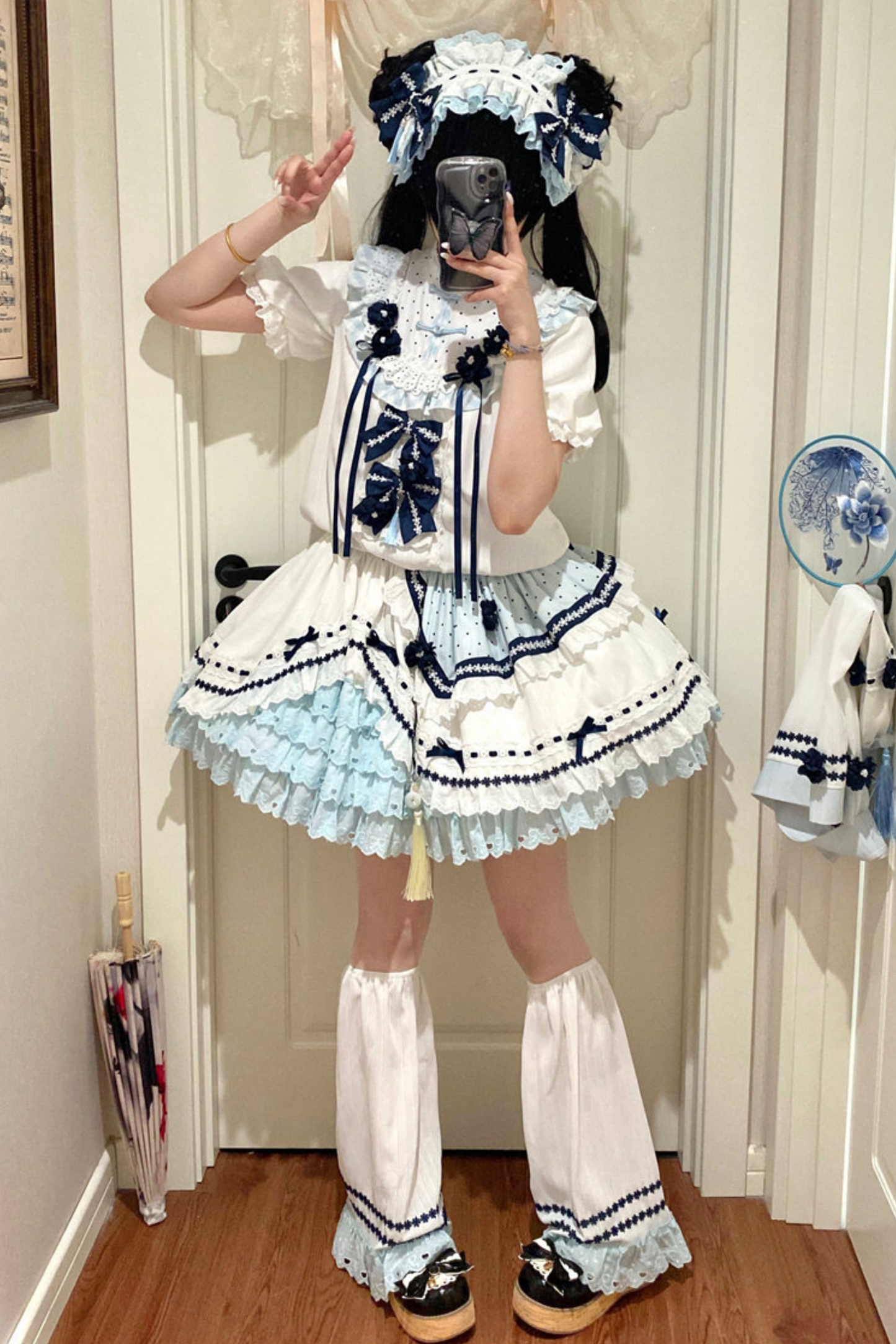 [3월 18일 예약마감] 차이나 드림 원피스 + 점퍼 스커트 + 소매 + 레그 워머 + 머리띠 + 칼라 + 클립 + 리본 + 공주 소매