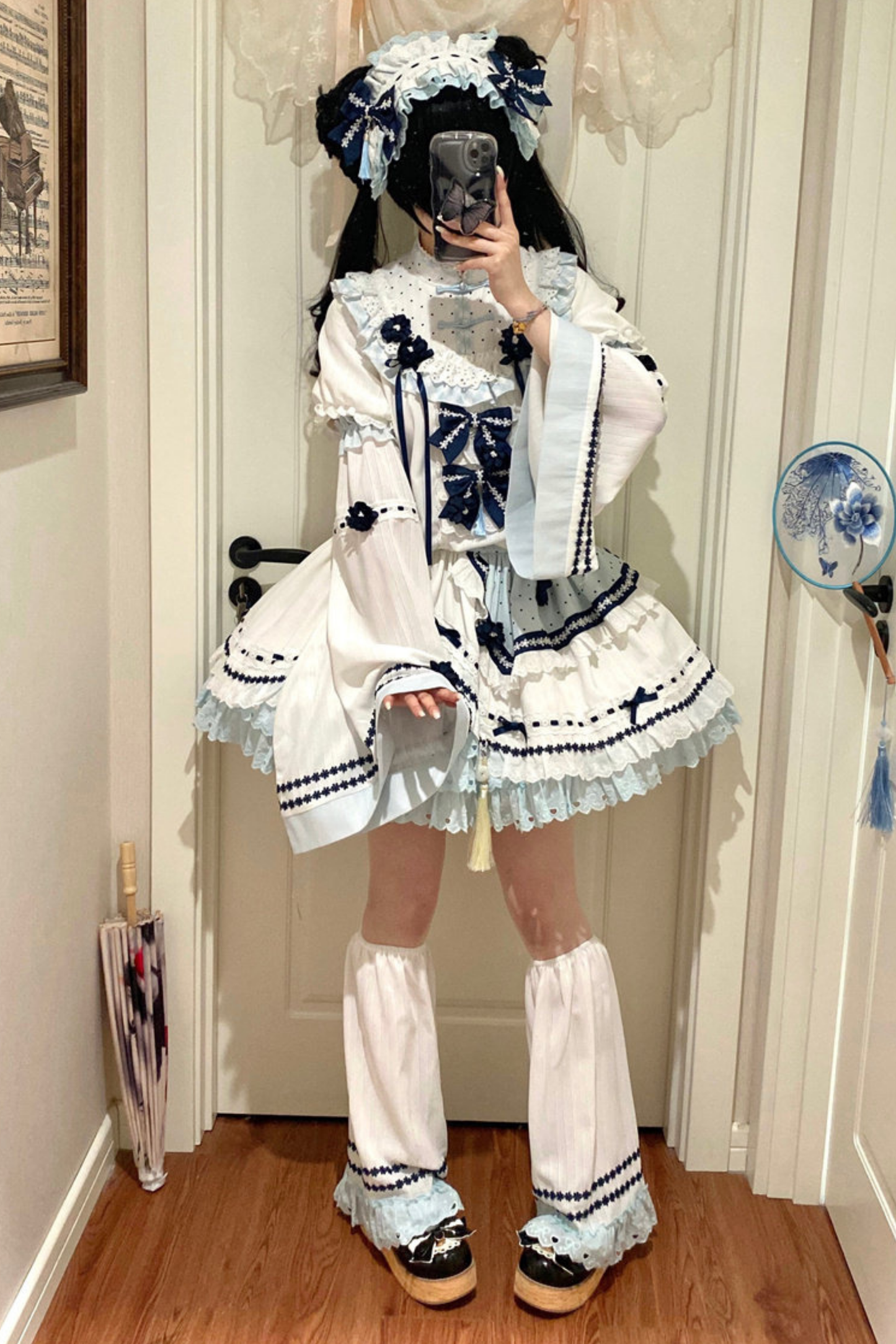 [3월 18일 예약마감] 차이나 드림 원피스 + 점퍼 스커트 + 소매 + 레그 워머 + 머리띠 + 칼라 + 클립 + 리본 + 공주 소매